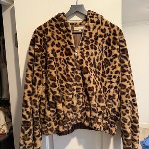 Dance & Marvel Animal Print Teddy Jacket